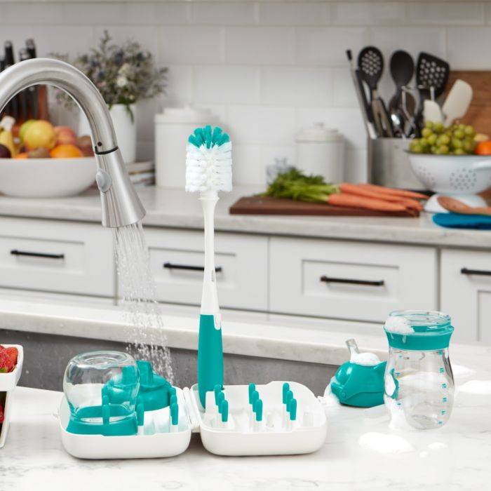 Oxo Tot On-the-Go Drying Rack &amp; Bottle Brush | Rak Botol