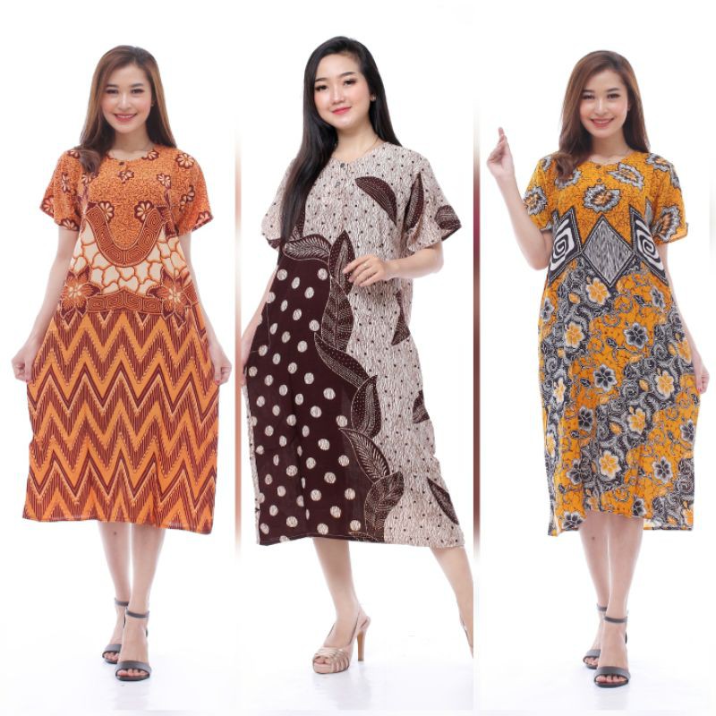 Daster Santung Busui Pakai Kancing Batik Varo Bahan Rayon