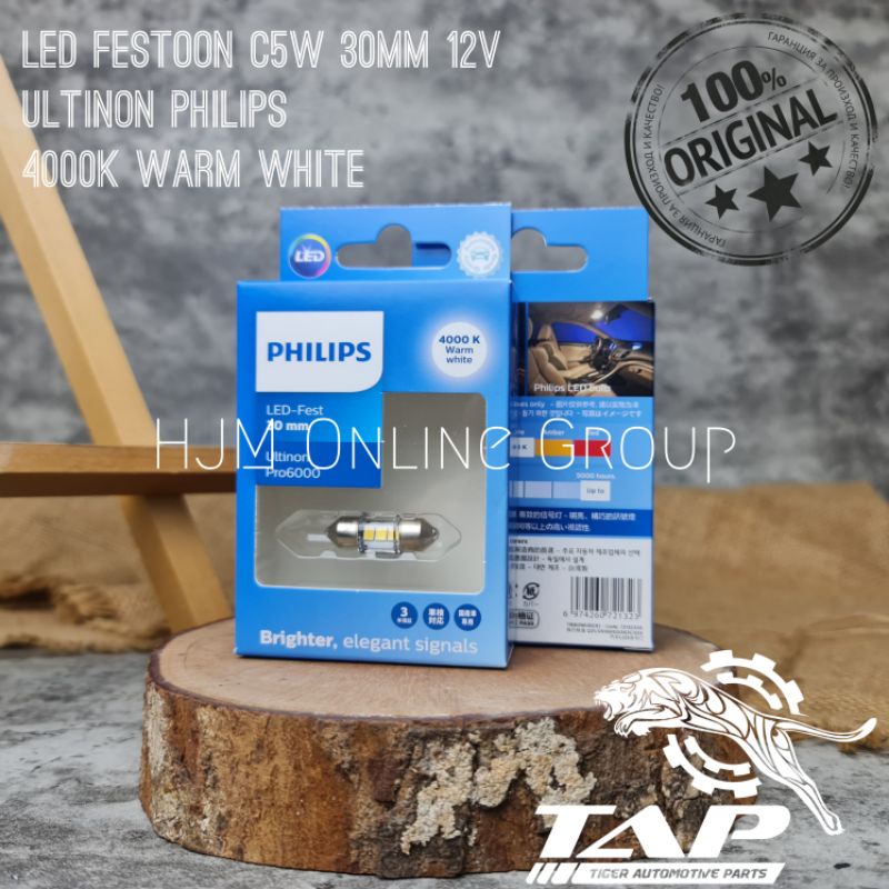 BOHLAM LAMPU PLAFON - PHILIPS ULTINON PRO 6000 LED FESTOON C5W 30MM