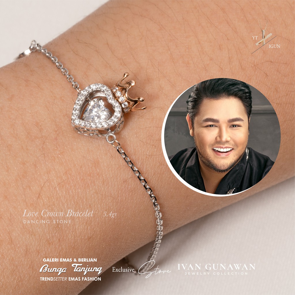 GELANG IGUN CROWN DANCING STONE - EMAS 17K - BUNGA TANJUNG GOLD