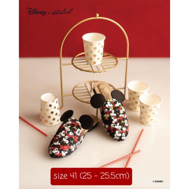 Ittaherl Mickey Mouse Oh Boy Mules Round Rouge Size 41