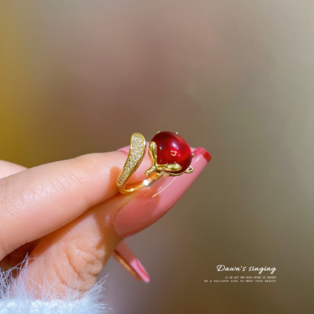 Cincin Model Terbuka Desain Geometri Hias Rubyberlian Gaya Vintagemewah Untuk Wanita