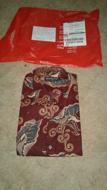 Kemeja Batik Pria Lengan Pendek Bs32 Katun Motif Modern Dixmont Semi Slimfit Premium
