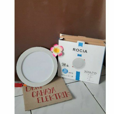 Rocia Lampu Panel LED Downlight Bulat 18W Cahaya Putih SNI