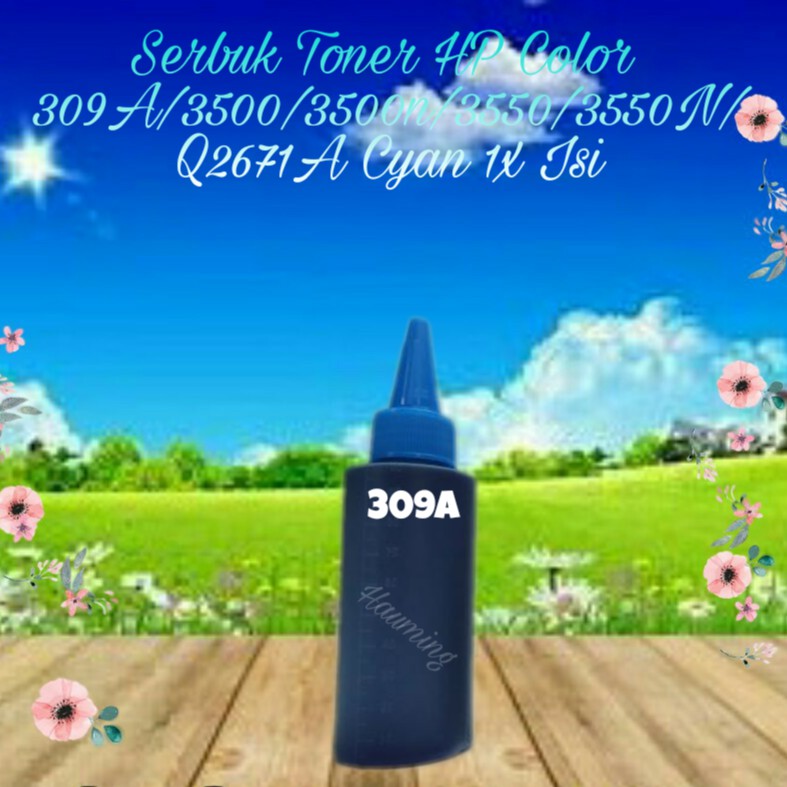 Serbuk Toner Refill Powder Bubuk HP 309A 3500 3500N 3550 3550N Q2671A Cyan 1x Isi