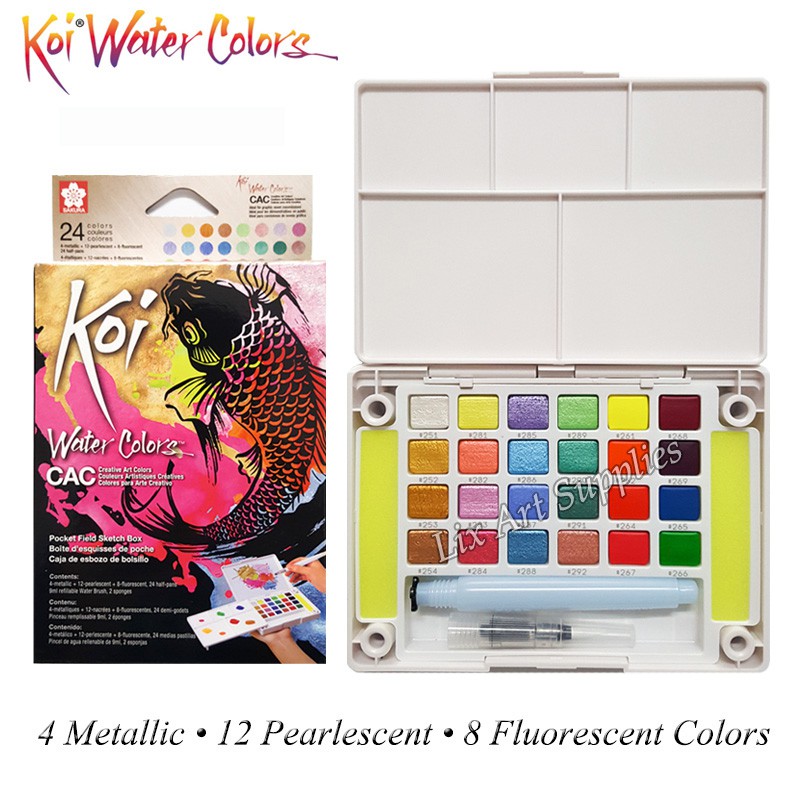 Jual Sakura Koi Watercolor Set 24 Cac Metallic - Pearlescent - Fluorescent Indonesia|Shopee Indonesia