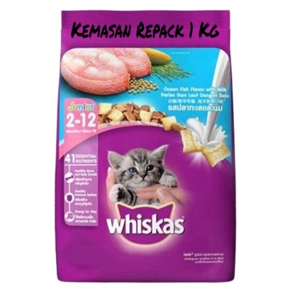 Whiskas Junior Kitten Ocean Fish 1kg 1 kg Makanan Anak Kucing Cat Food