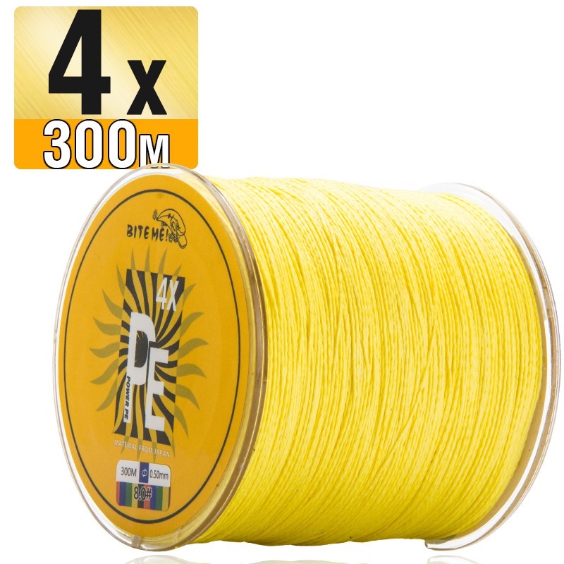 Biteme 4pcs Senar Pancing Multifilamen 4 Untai Bahan Pe Panjang 300m Berat 10-120lb