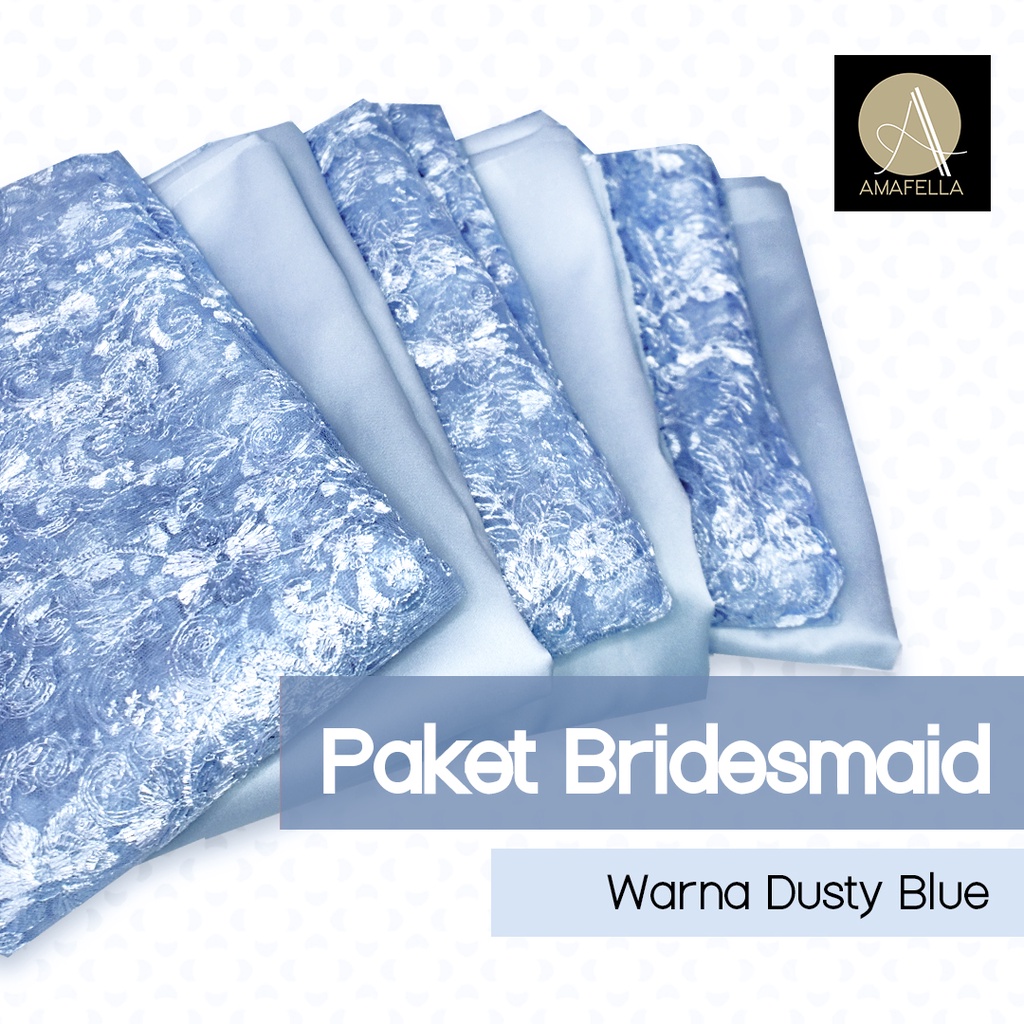 Paket Kain Bridesmaid Seragaman Premium Lamaran Keluarga Lengkap Satin Kebaya Brokat Warna Dusty Blue