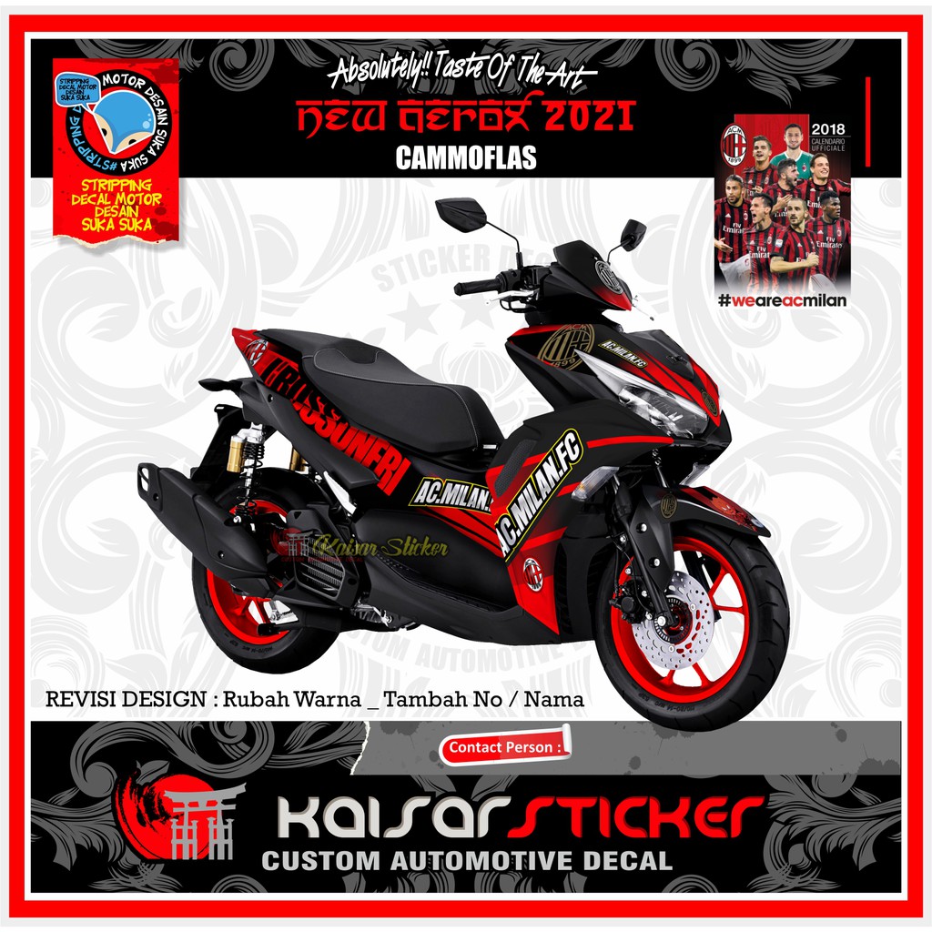 Decal Sticker Variasi Fullbody All New Aerox 155 Connected - Dekal Stiker Aerox New Tahun 2021 MILAN