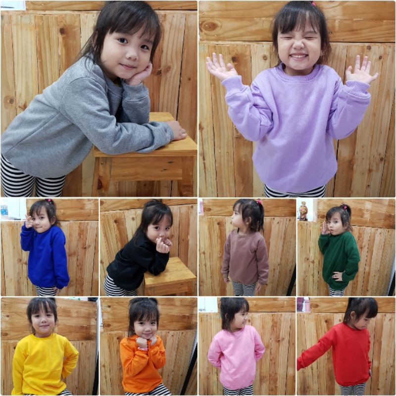 SWEATER ANAK PREMIUM POLOS WARNA GROSIR 1 - 7TH REAL PICTURE