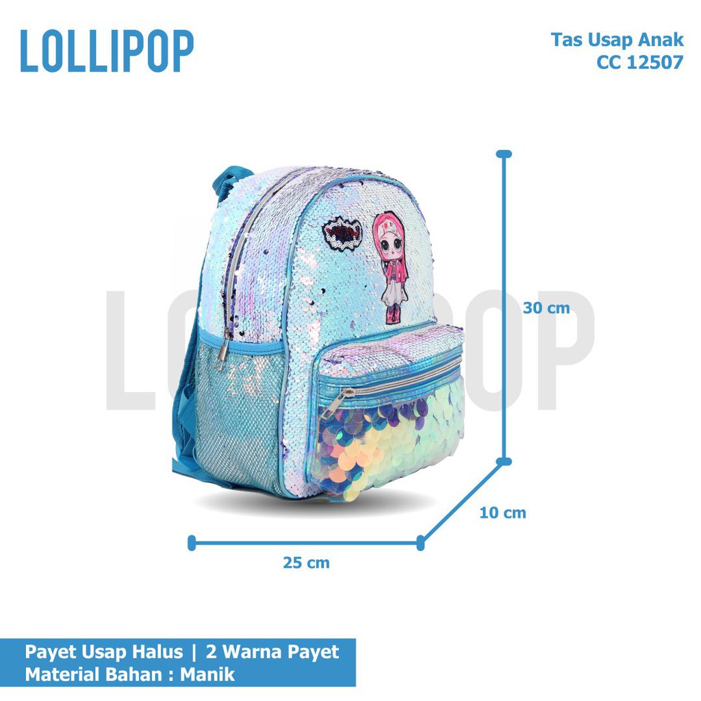 [KLIKTAS] Tas Ransel Anak Perempuan Manik Model Hijab 12507 Sequin TK Paud sekolah