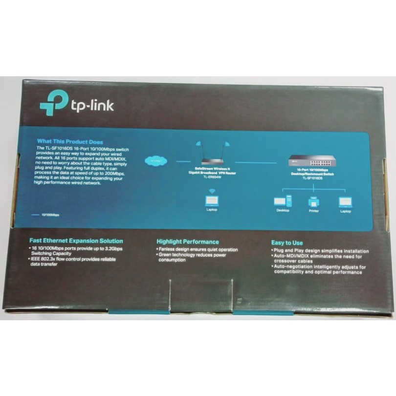 TP-LINK  TL-SF1016DS 16-Port 10/100Mbps Desktop/Rackmount Switch TLSF1016DS TPLINK