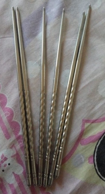 Sumpit Stainless Steel Ulir/chopsticks Motif 22,5cm