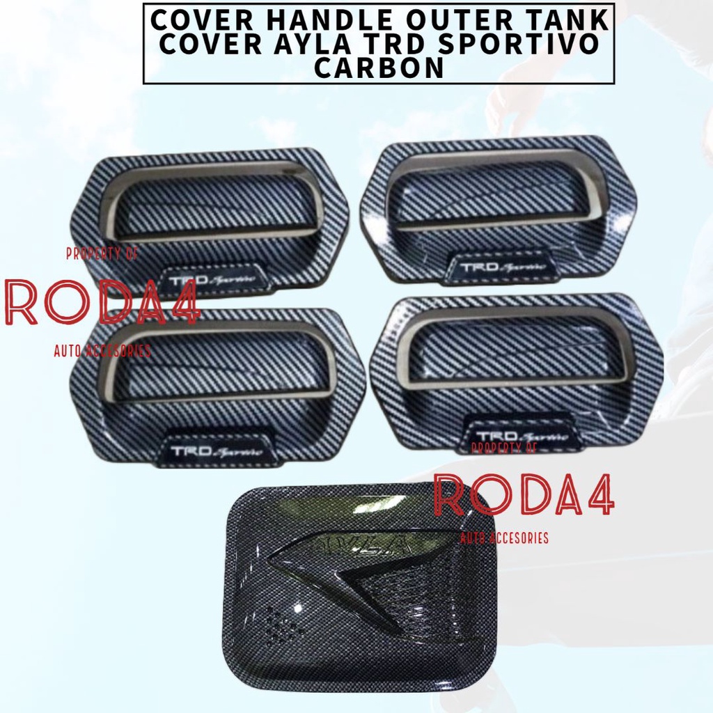 Paket Handle Outer Mangkok Tank Cover Mobil Agya Ayla Trd Sportivo 2022 2021 2020 2019 2018 2017 2016 2015 2014 Tutup Bensin Carbon Hitam