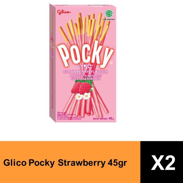 

New Ready Glico Pocky Biskuit Stik Strawberry 2 x 45 gr