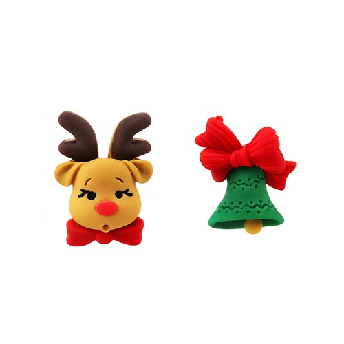 LRC Anting Tusuk Fashion Asymmetrical Stud Earrings In Soft Pottery Christmas Bell Gift Box For The Q13689