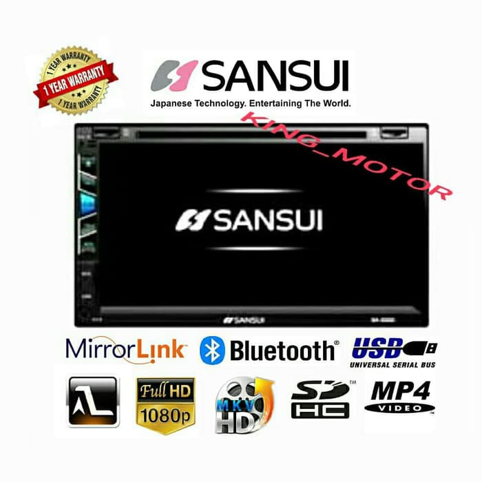 DOUBLE DIN SANSUI SA-5202i SA5202i 5202 FULL HD MIRRORLINK AUTOLINK
