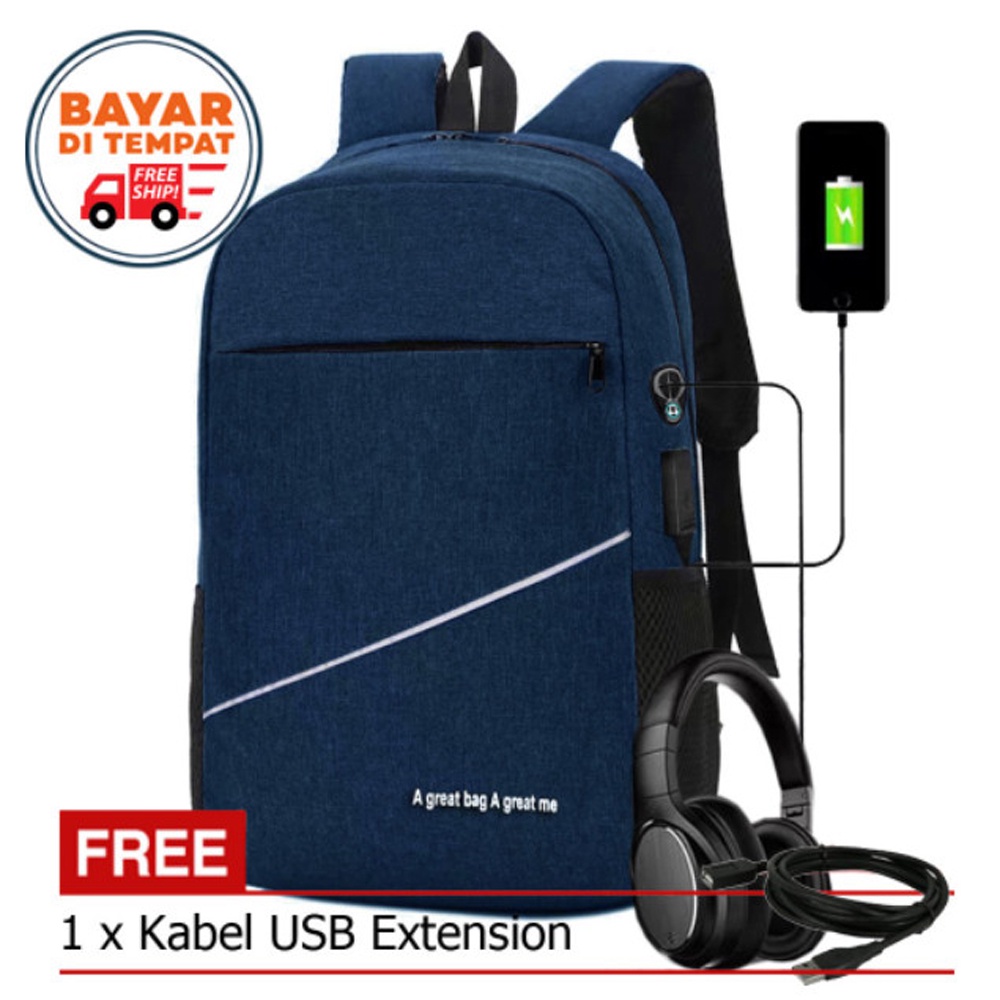 SHOPEE 6.6 SUPER SALE!! Tas Ransel Sekolah Backpack Laptop Casual JS-9012 Tas Ransel Laptop Pria dan Wanita Tas Sekolah SMP SMA dan Kuliah Tas USB + Raincover