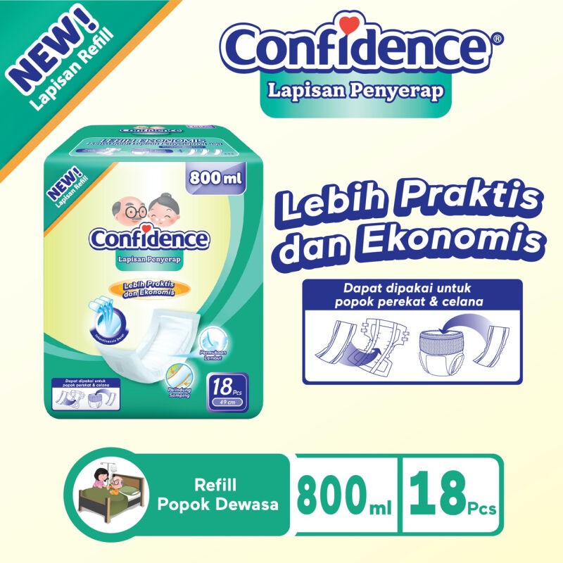 Confidence Insert Pad 800ML [18's] Refill Popok Dewasa