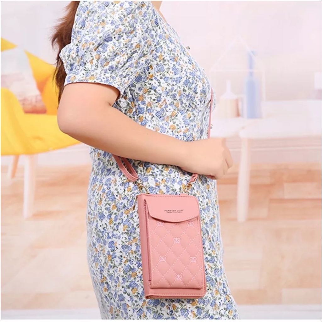 ASFOUR - Tas Selempang Bordir Mahlota Kulit Wanita Dompet Hp Cewek Tas Multifungsi Mini Bag