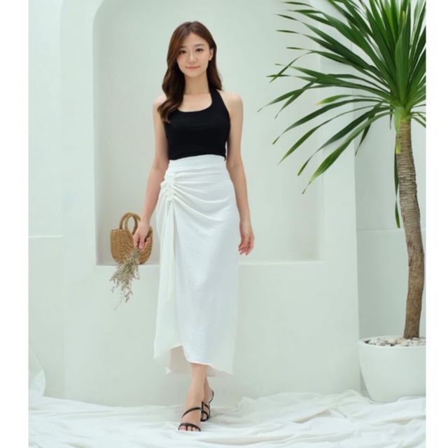 HOPYLOVY - Rok Serut Casual / Maxi Crinckle Skirt Wanita Korean Namima