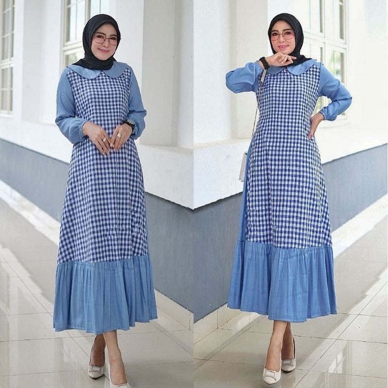 Amelia Tunik Bahan Katun Rayon Kombinasi Katun Kotak Fit XL