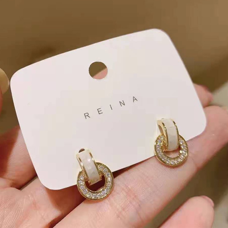 Anting Tusuk Sterling Silver 925 Simple Dengan Berlian Bulat Kecil Untuk Wanita