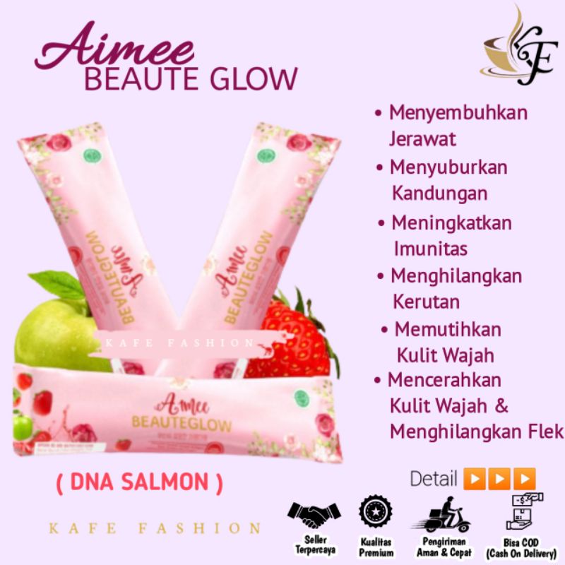 ( 1 BOKS  ) Collagen Drink Aimee Beaute Glow Minuman Collagen Pemutih Badan Permanen Mengandung Vitamin C Saffron dan Goji Berry Ampuh atasi Penuaan Dini Jerawat Membandel