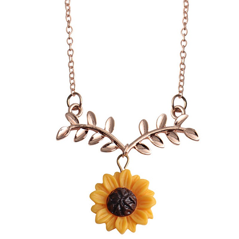 Pendant Pearl Sunflower Necklace Charm Simple Elegant Collarbone Chain Jewelry