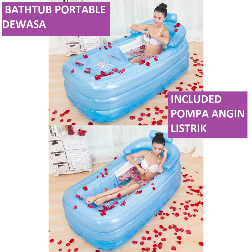 Intime Bak Mandi Dewasa Kolam SPA Angin Inflatable Bathtub Portable with Pompa - YT-038B
