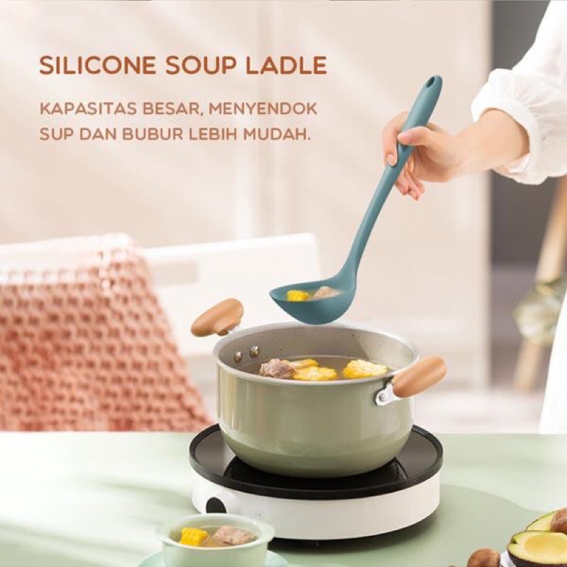 SAMONO SKW Alat Masak Plastik Spatula Sendok Sayur Silikon Kitchen Utensil Tahan Panas Food Grade Bir