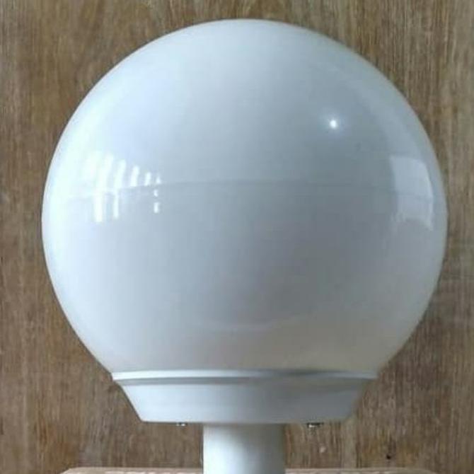 Lampu Taman Bulat Bola10" Hias Plastik Putih Susu 10 inch