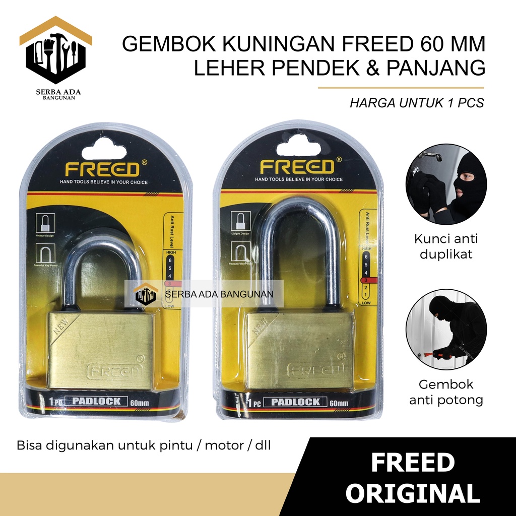 GEMBOK ANTI RUST ANTI CUT ANTI MALING / FREED ORIGINAL 100%  ( GOLD PLATED )TEBAL TOP SECURITY KUALITAS BAJA TINGGI