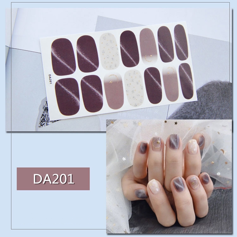 Da201-220 14pcs/lembar Stiker Kuku Palsu 3d Bronzing Untuk Nail Art Diy