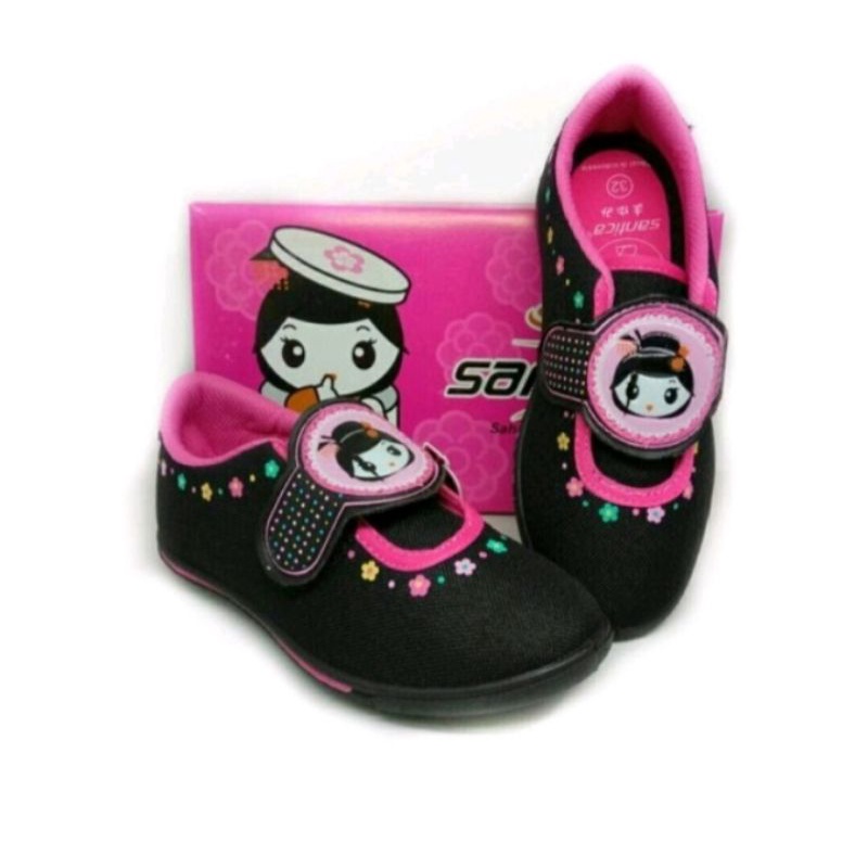 sepatu sekolah anak perempuan cantik Santica michiko minori hitam pink hitam unggu pauD TK SD