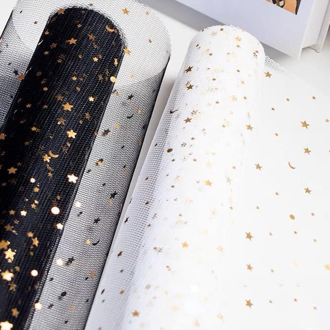 

KBUD♠ UM108 Kertas Buket Jaring Roll Motif Bintang Bulan/Flower Wrapping Paper Barang Baru