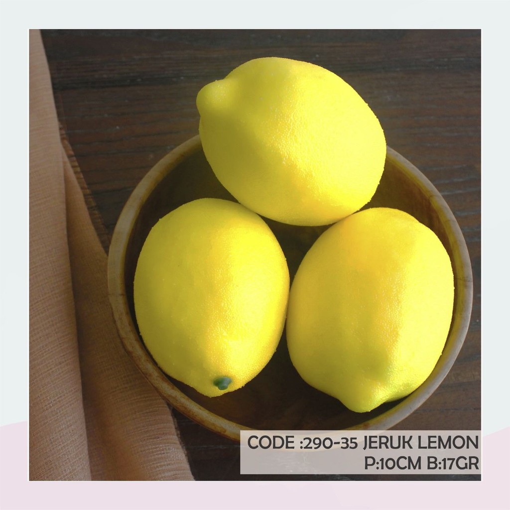 Buah Hias Pajangan Jeruk Lemon Kuning Artificial Artifisial Buatan Plastik Premium