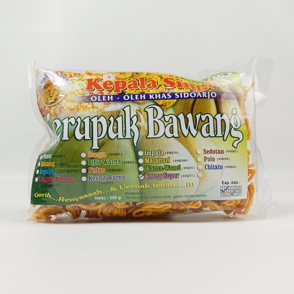 

KERUPUK BAWANG KEONG SUPER WARNA KUNING 500gr