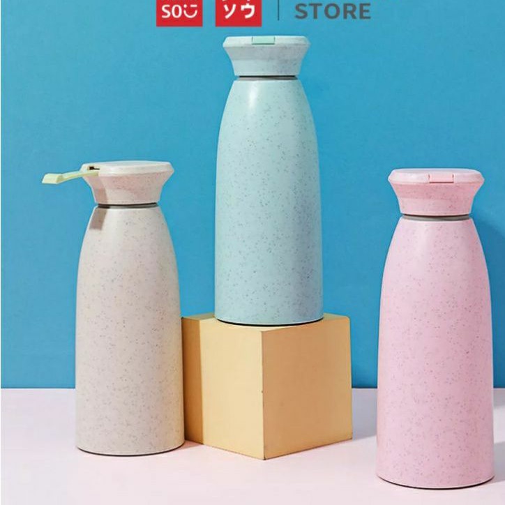 BOTOL KACA MINISO 350ml / BOTOL KACA POLOS / BOTOL KACA JERAMI GANDUM MINISO