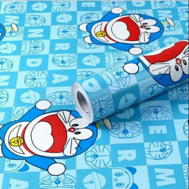 Walpaper dinding doraemon square  stiker dinding doraemon 10m