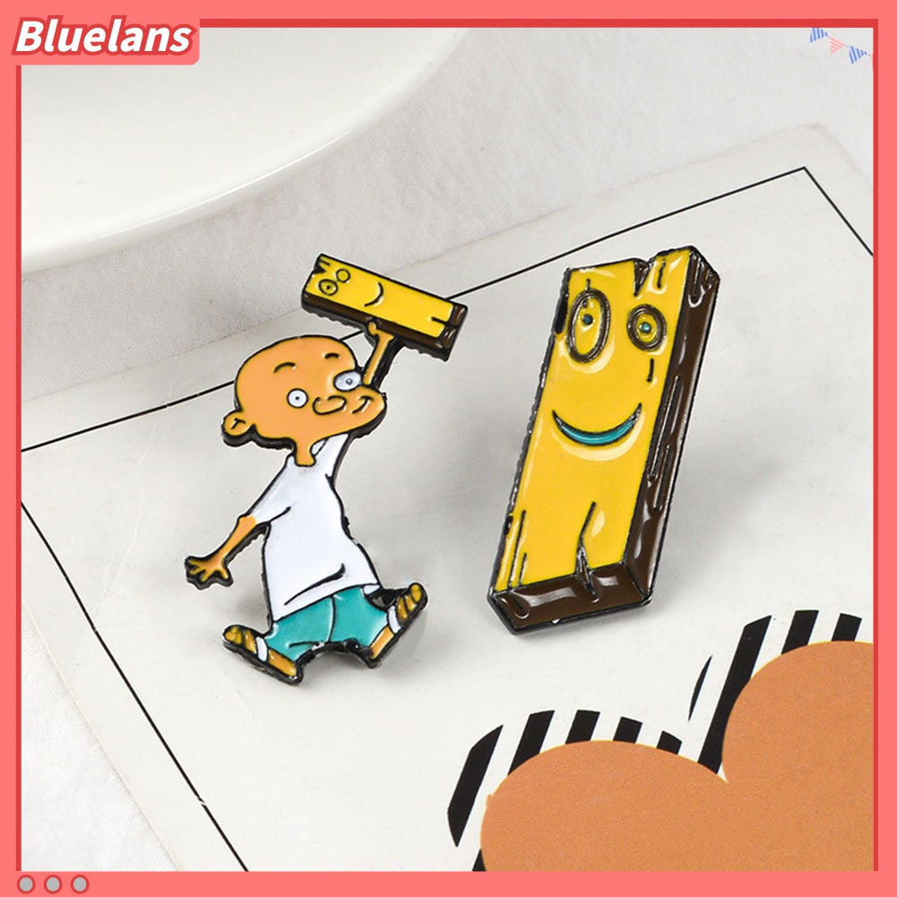 Bros Pin Desain Kartun Pria Dan Wanita Bahan Alloy Kayu Untuk Denim