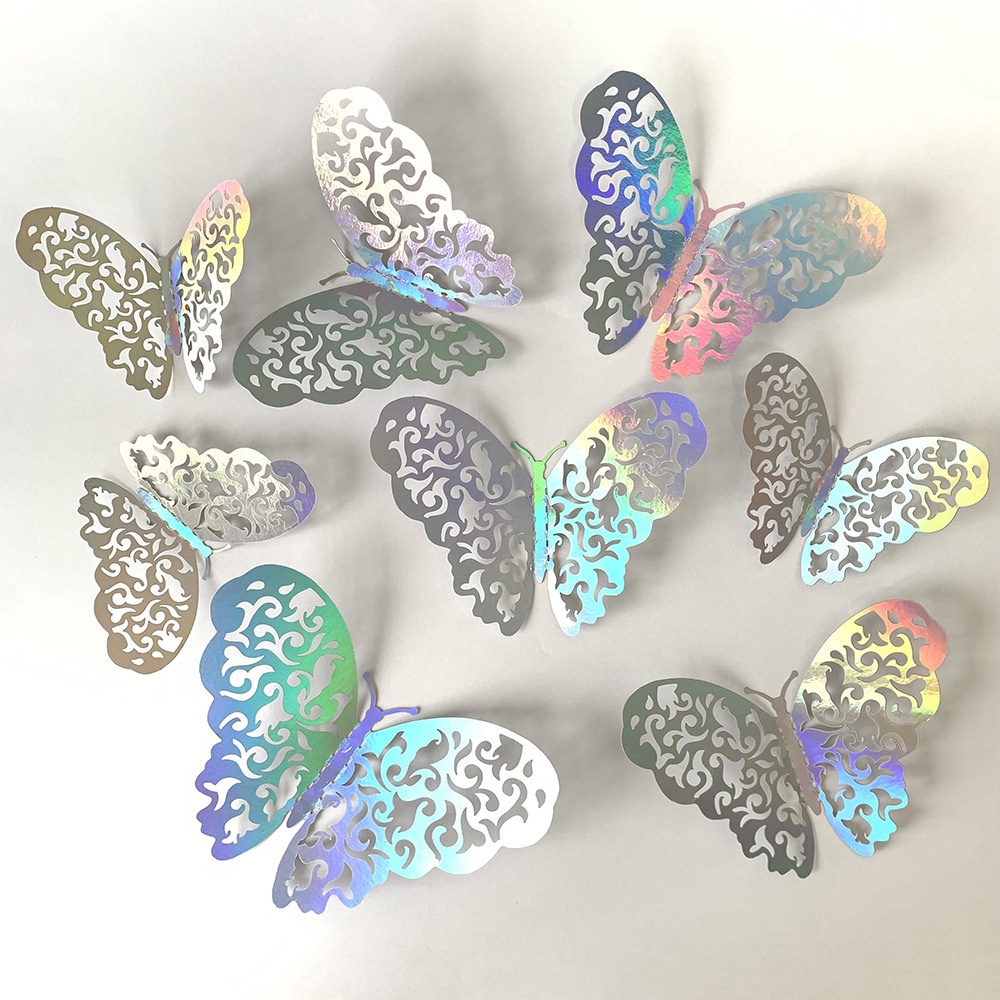 [ Colorful DIY 3D Hollow Butterfly Wall Sticker Wedding Decoration  for  Home Living Room Bedroom ]