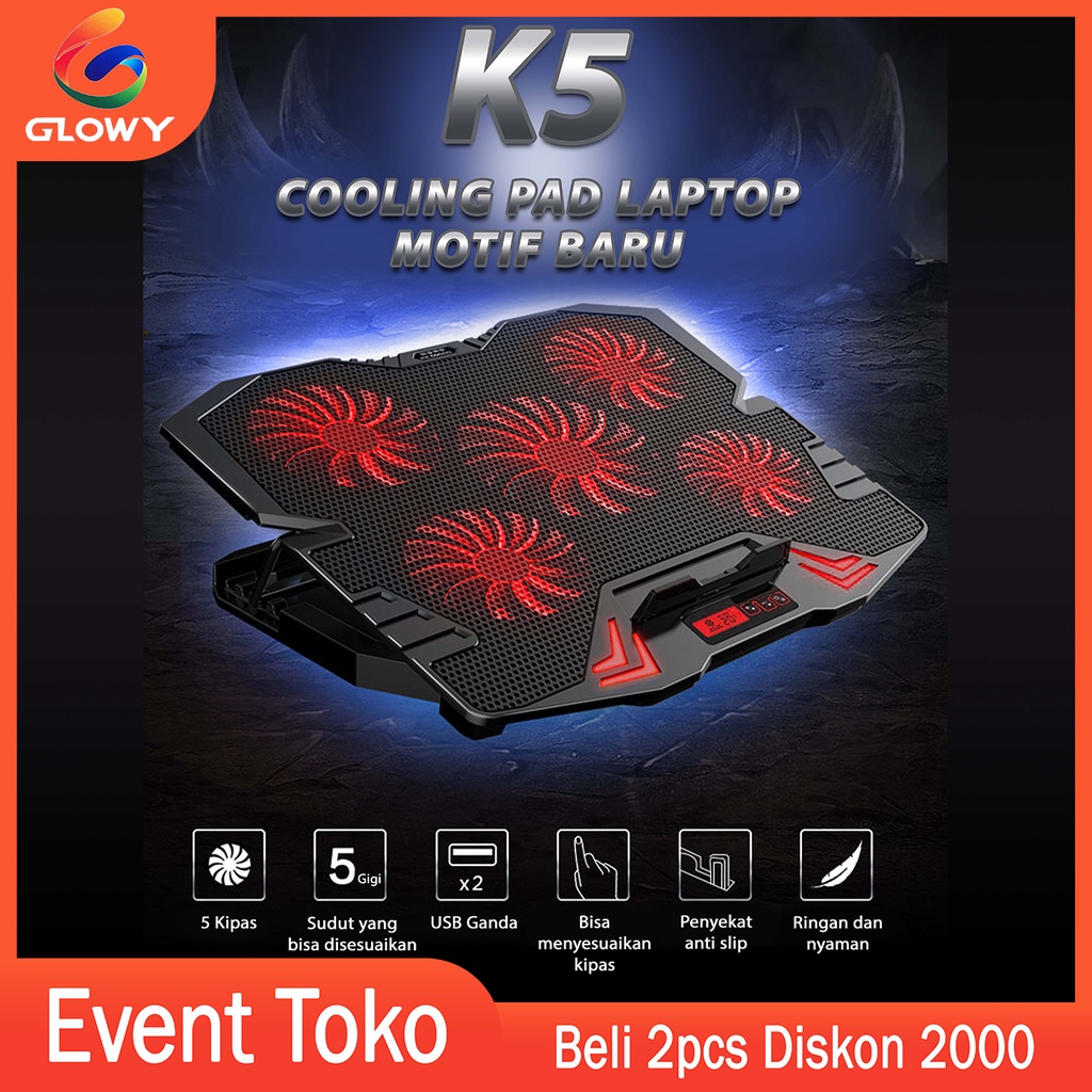 Cooling Pad Laptop 5 NAJU ICE FAN Kipas Laptop K5