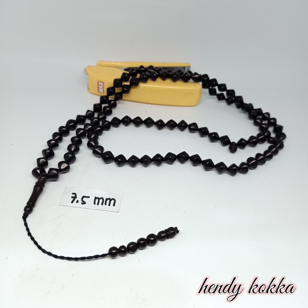 tasbih 99 kokka kaukah kaokah wajik polos 7,5mm hitam