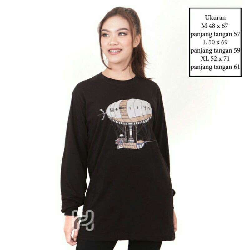 [PROMO] KAOS DISTRO ORIGINAL HELIUM LENGAN PANJANG HITAM | T-SHIRT ORIGINAL | KAOS WANITA PANJANG