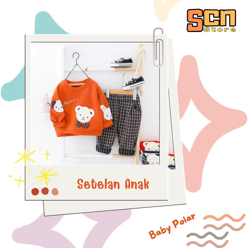 SCN STORE Setelan Sweater Anak Usia 1-6 Tahun BABY POLAR