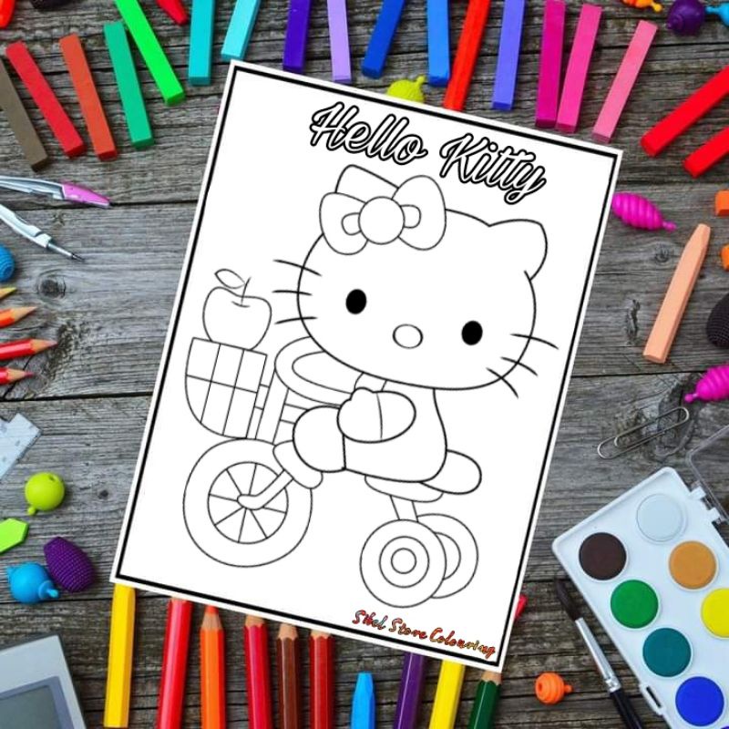 

Kertas Mewarnai Anak Tema Hello Kitty 01 / Kertas Gambar (10 Lembar Gambar)