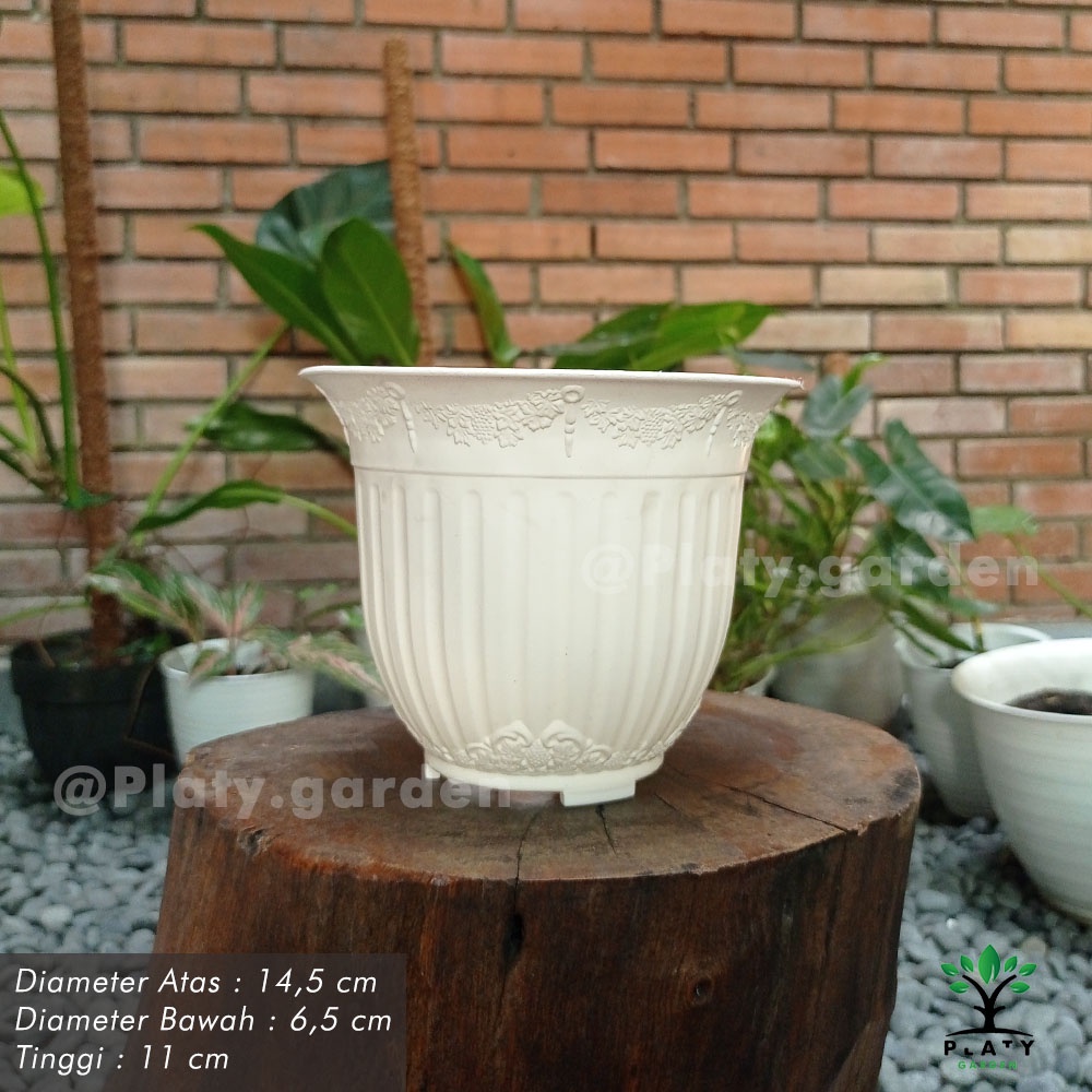 Pot Nordik 20 | Pot Tanaman Hias | Pot Tabung | Pot Putih Hitam Coklat | Merk Citra Jaya Plastik