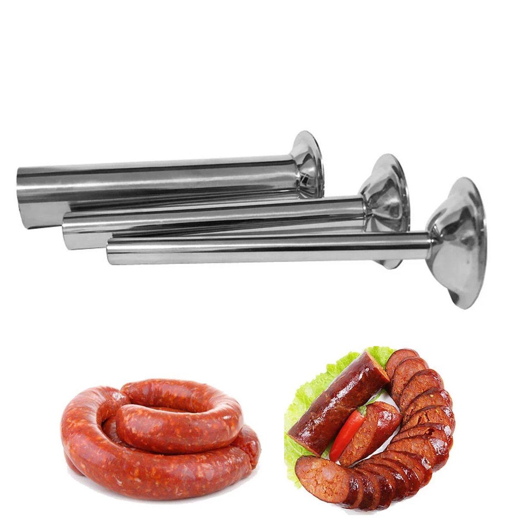 [Elegan] Isian Tabung 3pcs Handmade #10penggiles Makanan Stainless Steel Attachment Sausage Stuffer